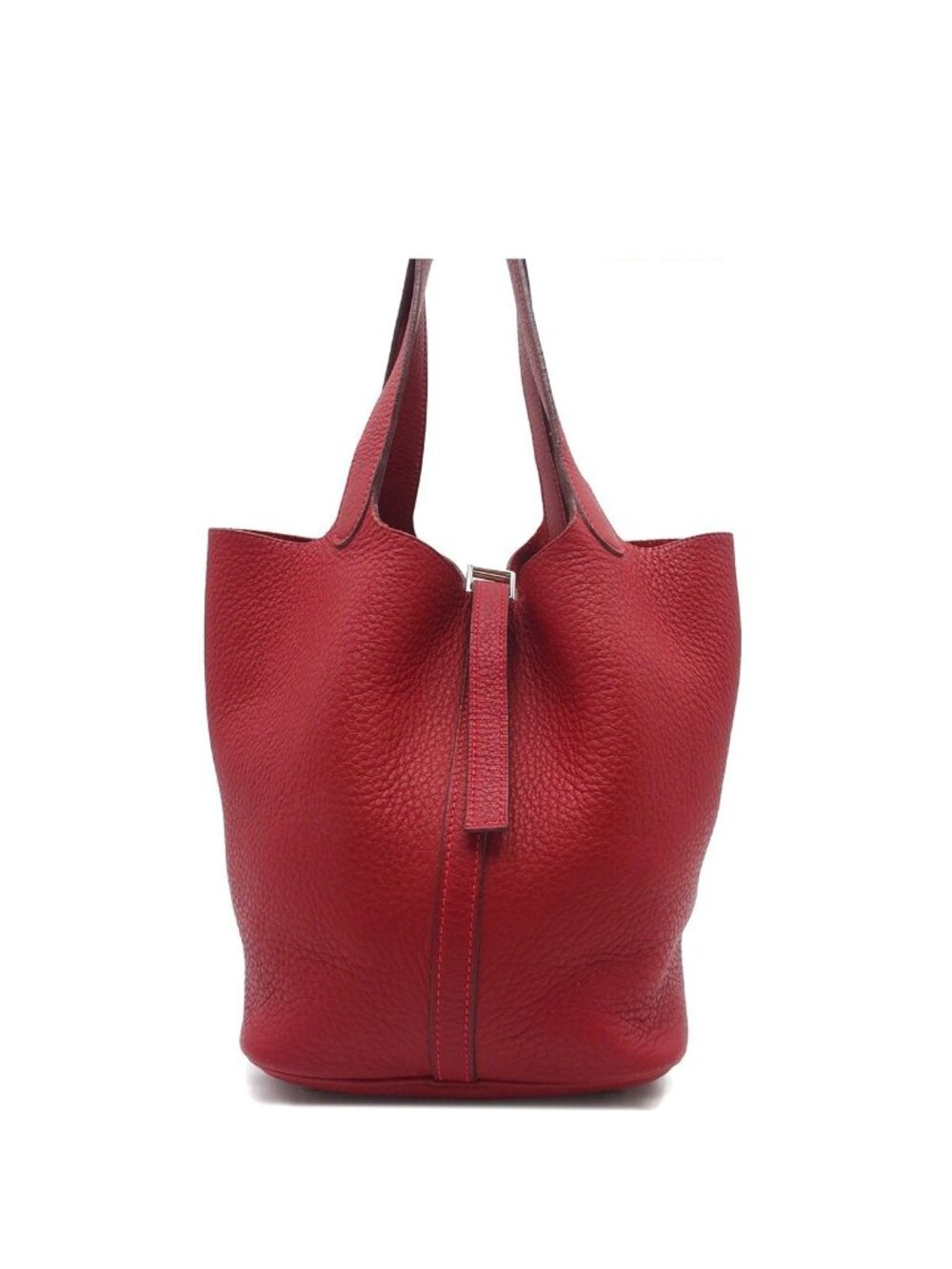Hermes Picotin MM Rouge Vif Silver Taurillon Clemence Handbag